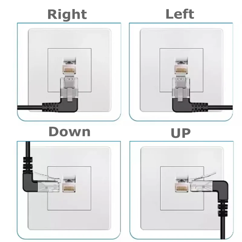 0.25m 2m Ultra Thin Slim Cat6 Ethernet Cable RJ45  UTP Network Cable Patch Cord 90 Degree Cat6a LAN for Laptop Router TV Box