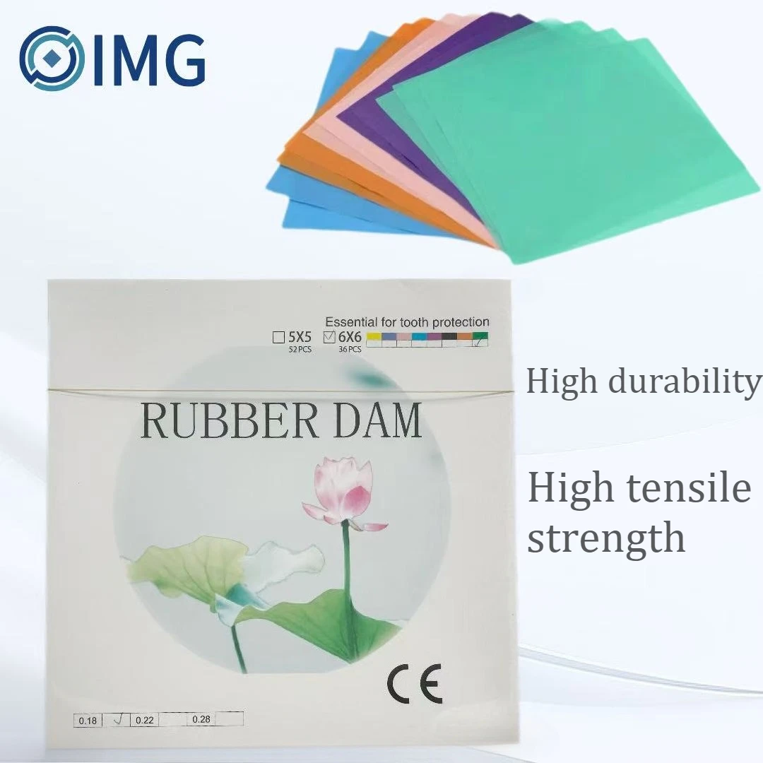 

Non Sterile 1BOX Dental Dam Natural Rubber Latex Dental Oral Rubber Dam High Quality Dental Material 5*5/6*6/ Pink blue