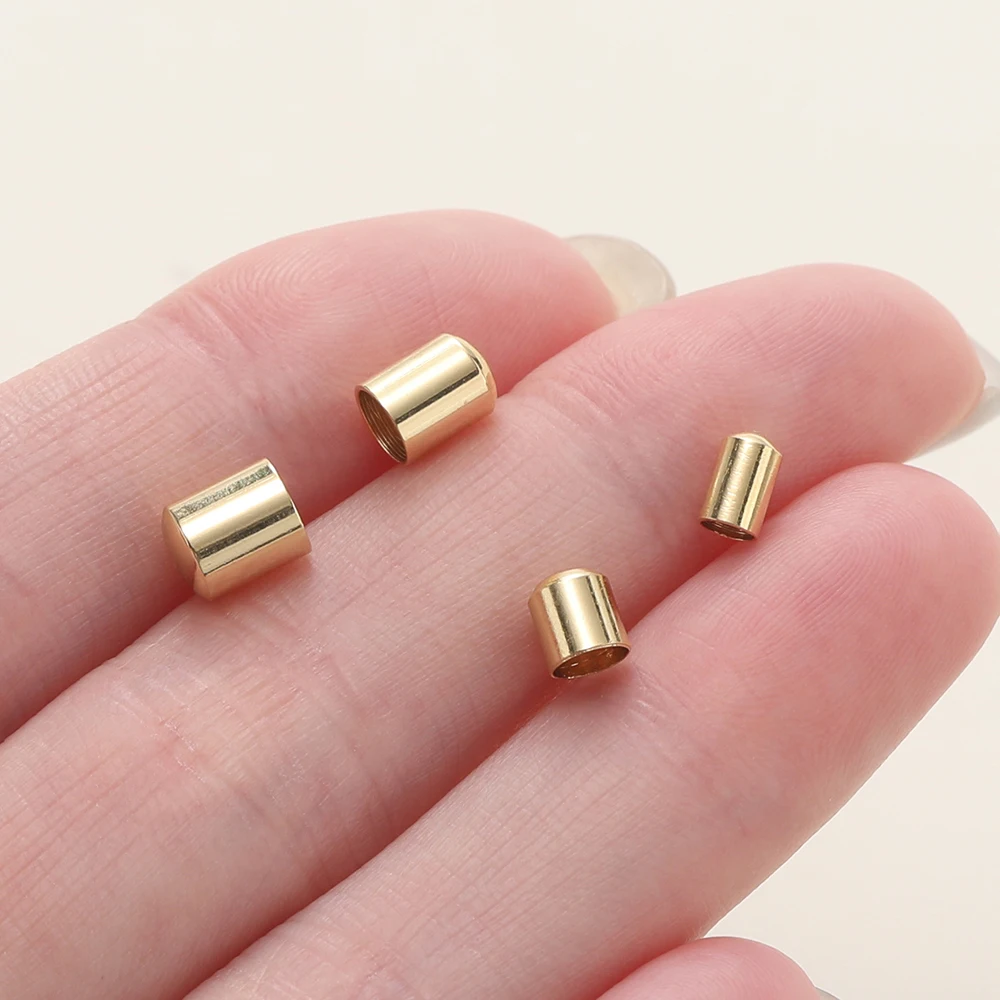 20Pcs 14/18K 골드 도금 술 모자 가죽 코드 크림프 엔드 비즈 팔찌 버클 DIY 쥬얼리 만들기 용품에 대한 모자 찾기