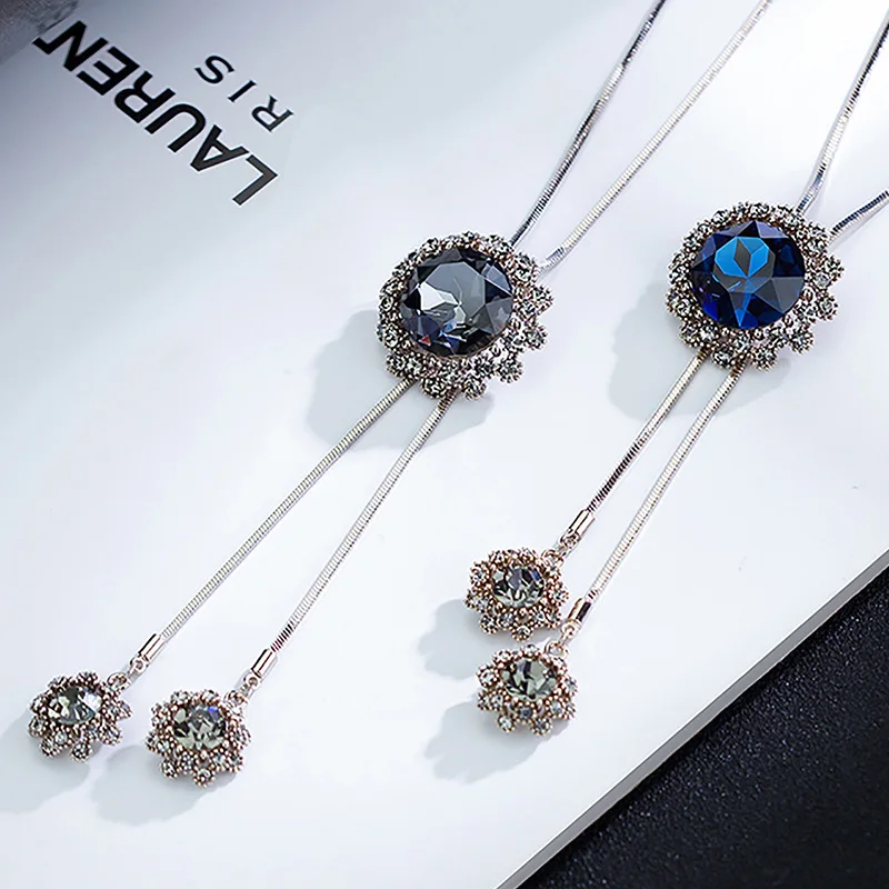 قلادة سلسلة سترة، سلسلة سترة ندفة الثلج النسائية، طويلة، متعددة الاستخدامات لتزيين الخريف والشتاء، قلادة شرابة