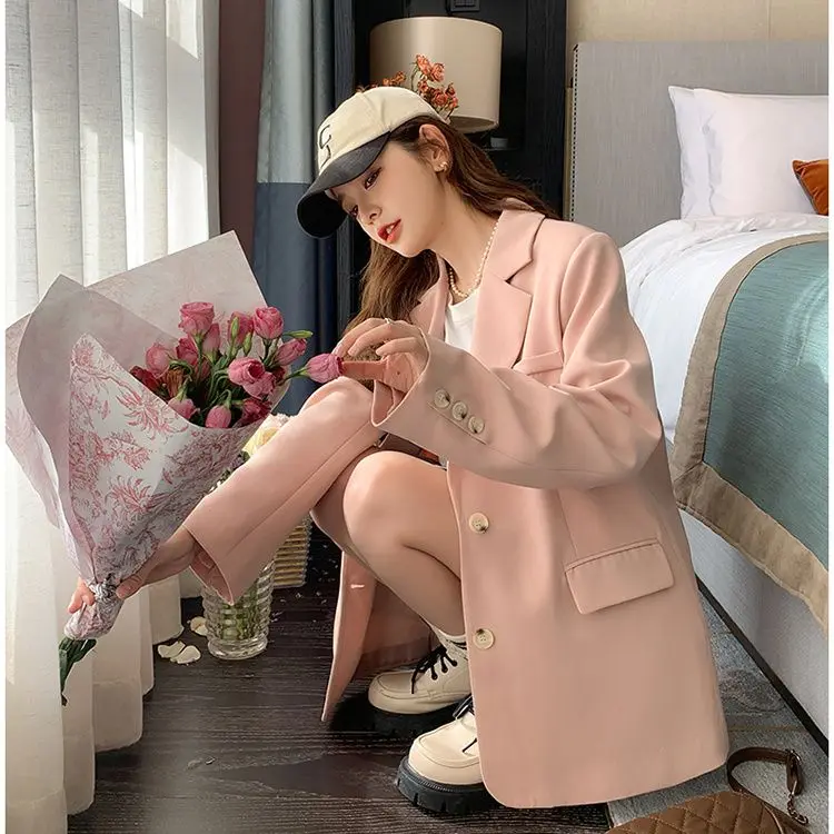 Rosa Anzug Jacke Damen Frühling Herbst neue koreanische Stil High-End vielseitige modische Temperament Blazer süße lose Outwear