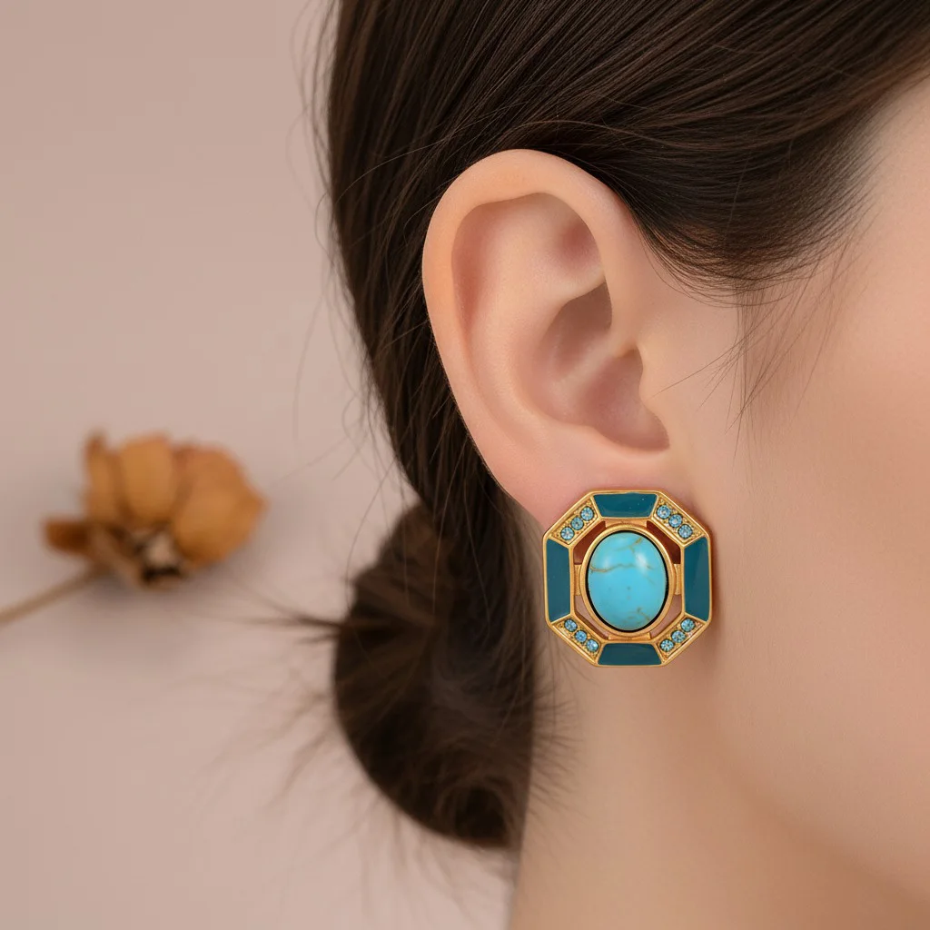 1 Pair Alloy Octago… - image