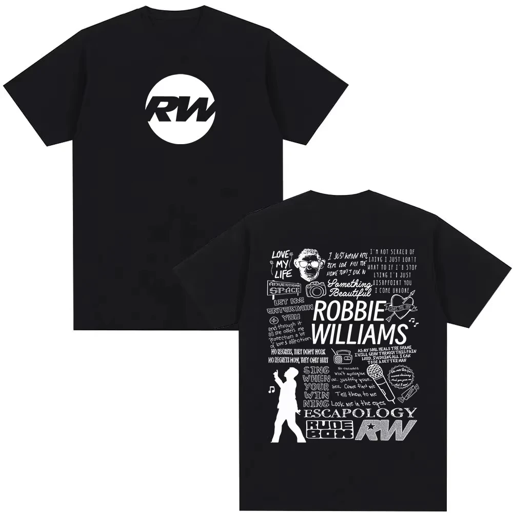 2026 Summer Best-selling Fashion King Robbie Williams Retro Casual Trend Short-Sleeved T-Shirt Men's Loose and Breathable Shirt