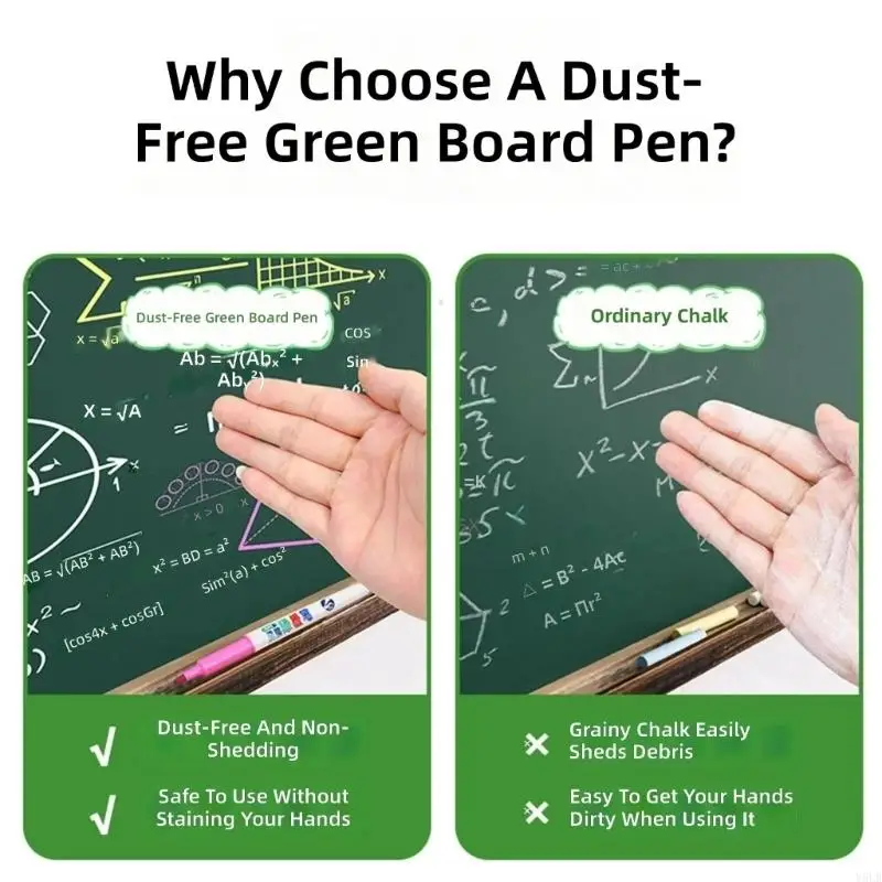 Y5LB Wet Erase Chalk Markers for Green Board Writing, 12 Pack Assorted Color Liquid Chalk Markers for Teachers, Classrooms,