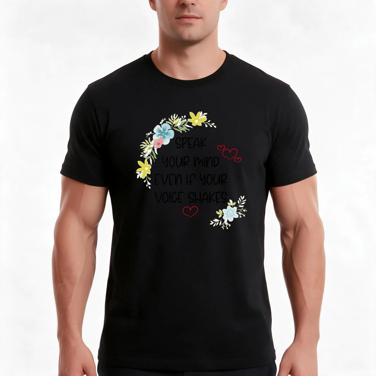 speak your mind even if your voice shakes T-Shirt, Summer Casual Cotton Tee, Oversized Streetwear Tops, Vintage Graphic Print