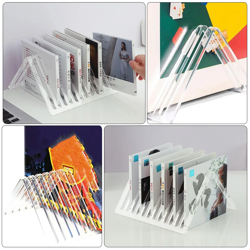 

CD Display Stand Acrylic Storage Rack for Vinyl Records Albums Desktop Child Triangle Shape Durability Organization Office