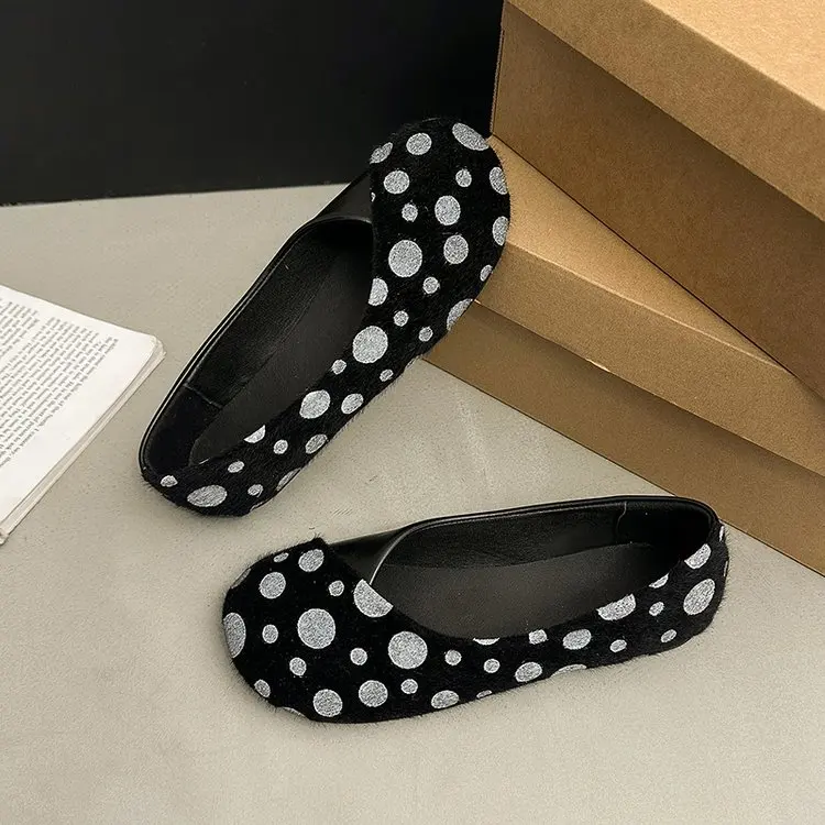 Frühlings-Neuheit: Damen-Flachschuhe mit Runder Spitze, Gepunktetem Wildleder, Bequeme Alltags-Loafer für Büro und Straße – Detail 36