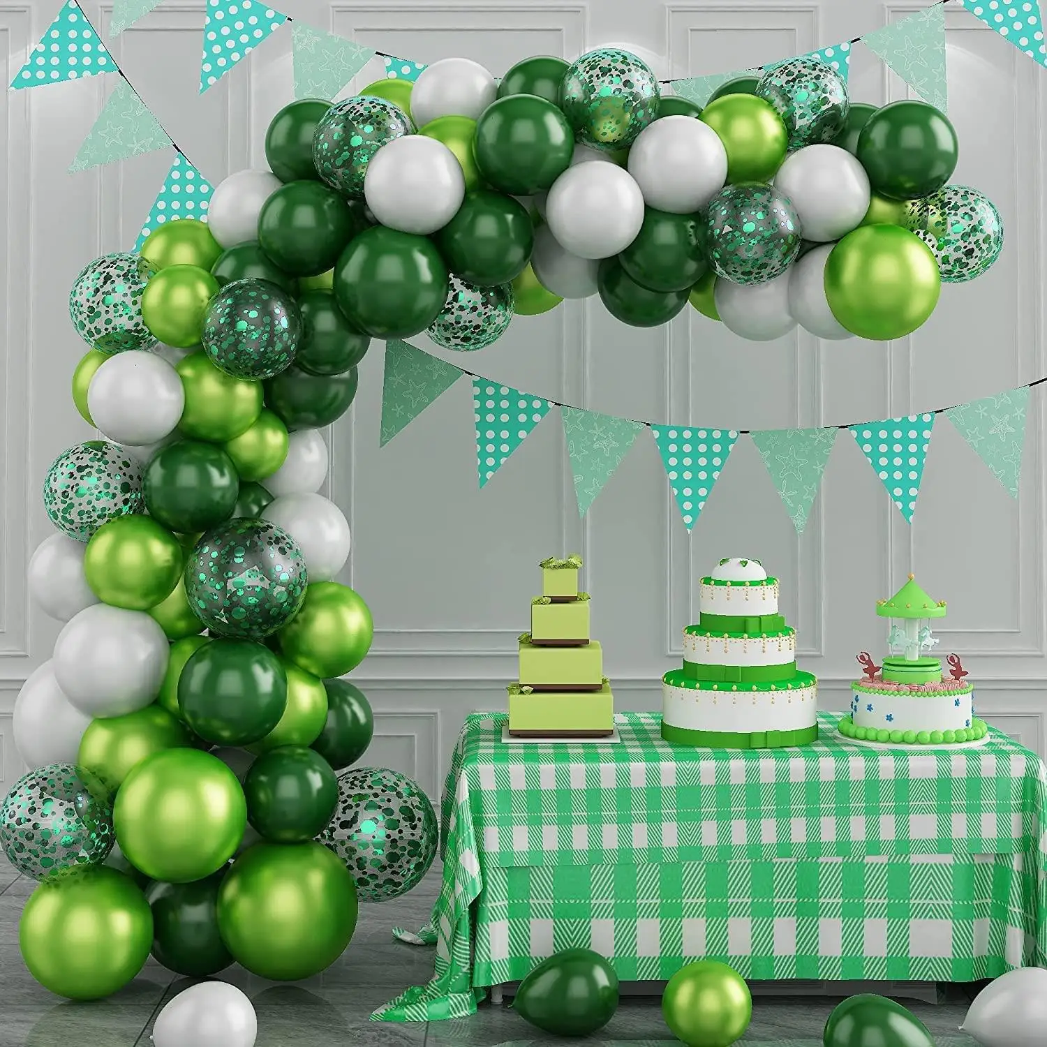 Ballons 108Pcs Balloon Garland Forest Green Balloons Arch Kit White Ballon Bleu Christening Decoration and Accessories Birthday