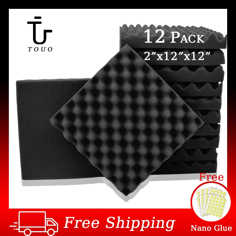 

TOUO Sound Absorbing Fireproof 12 Pack Soundproof Sound Foam Insulation For Studio Recording Sound Dampening Panels