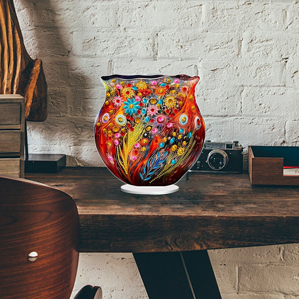 Vaso con stampa piatta 2D Kit di ornamenti per pittura con diamanti da tavolo fai da te 5D Decorazioni da tavolo con diamanti fai da te Decorazione della tavola della camera da letto