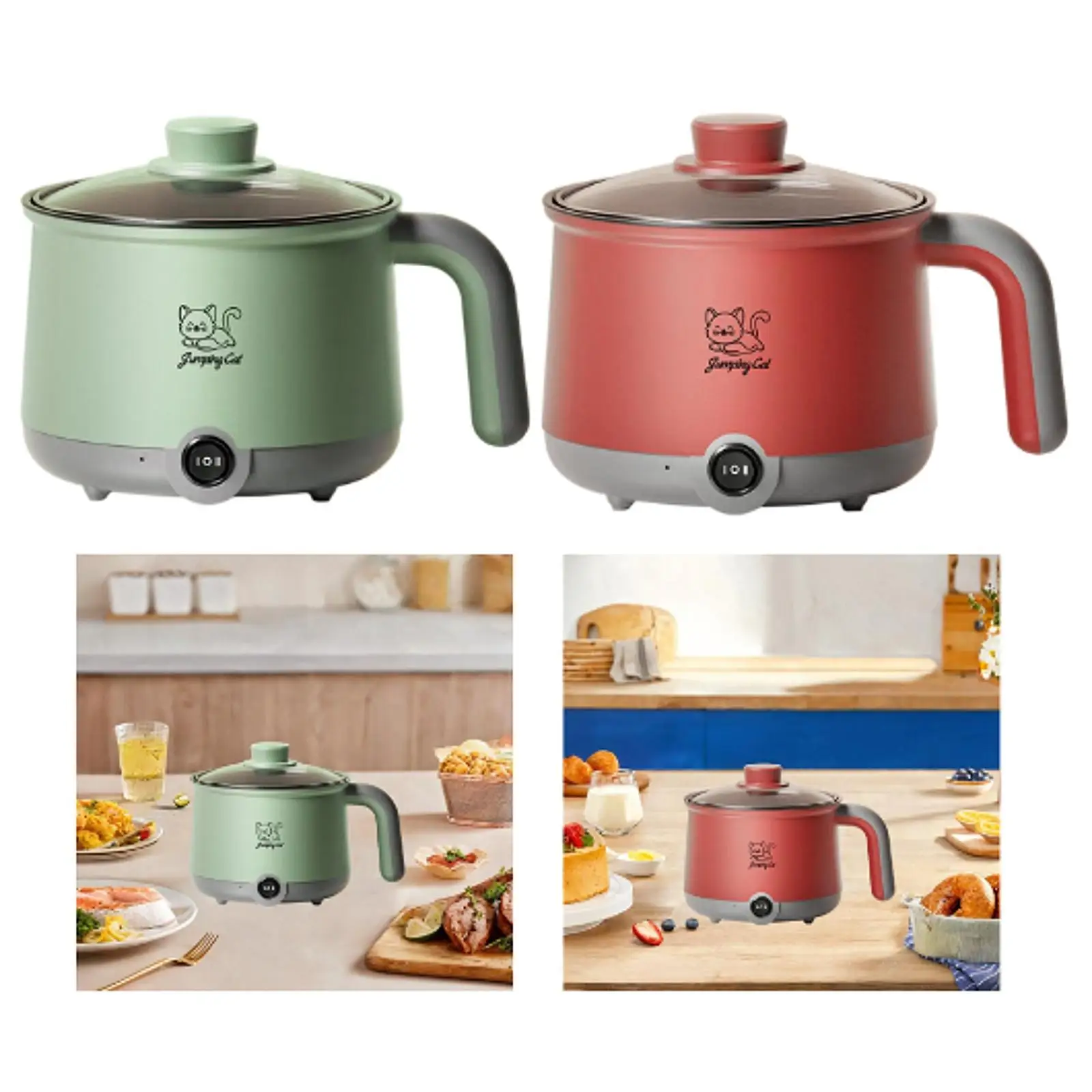 Mini Hot Pot Household 1.8L Easy to Clean Stockpot Multi Function Cooking Pot Noodles Cooker for Pasta Oatmeal Soup Eggs Travel