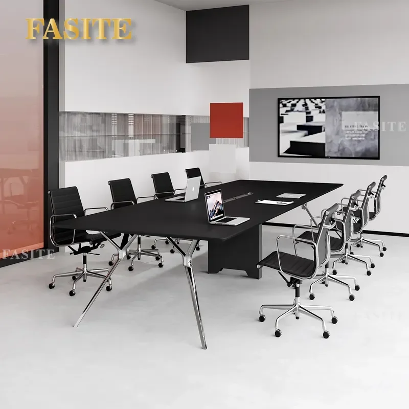 For Conference Room Modern Simple Large Rectangular Long Table and Chair Combination Negotiation Desk Furniture Set