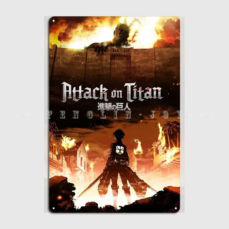 Shingeki No Kyojin Poster Metal Plaque Wall Pub Cave Pub Decoration Wall Decor Tin Sign Poster