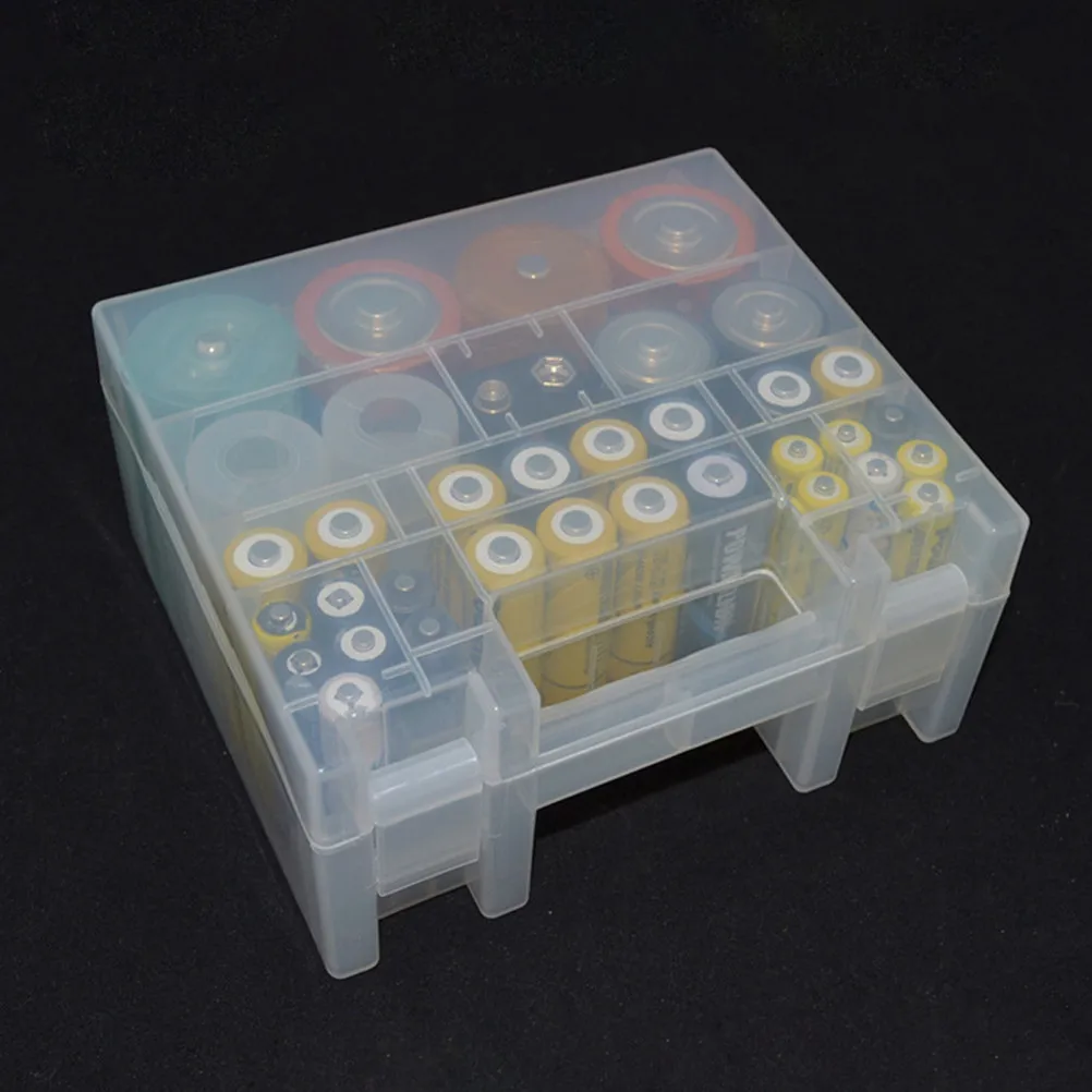 Premium PP Plastic Battery Organizer Box Portable Clear Design for Aa 9V Batteries with Classified Compartments Leakproof