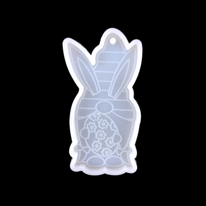 Easter Gnome Rabbit Keychain Epoxy Resin Mold DIY Crafts Jewelry Casting Tool Keyring Pendant Silicone Mould Drop Shipping