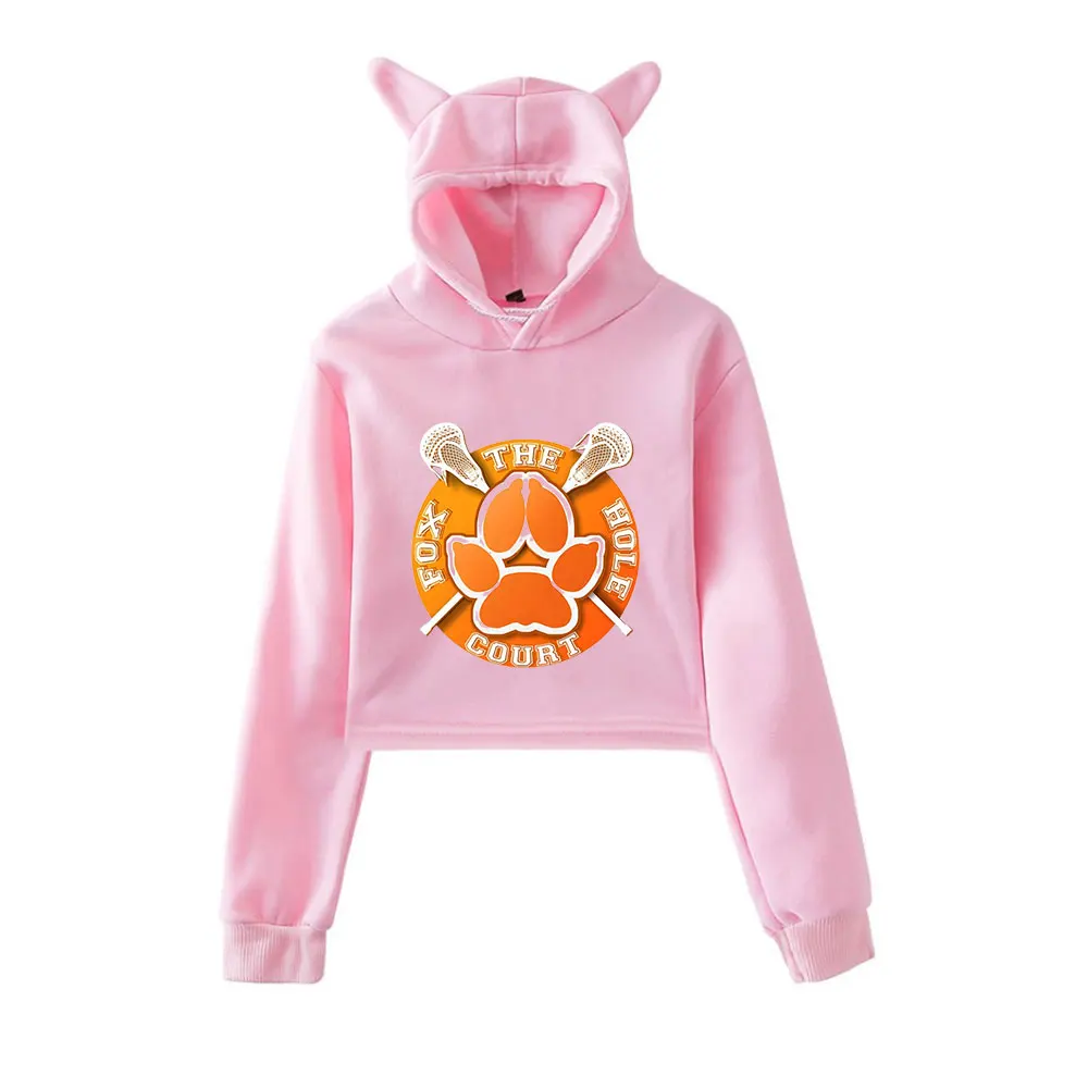 

The Foxhole Court Merch винтажная уличная одежда 90-х годов толстовки с капюшоном для девочек укороченный модный спортивный пуловер с кошачьими ушками