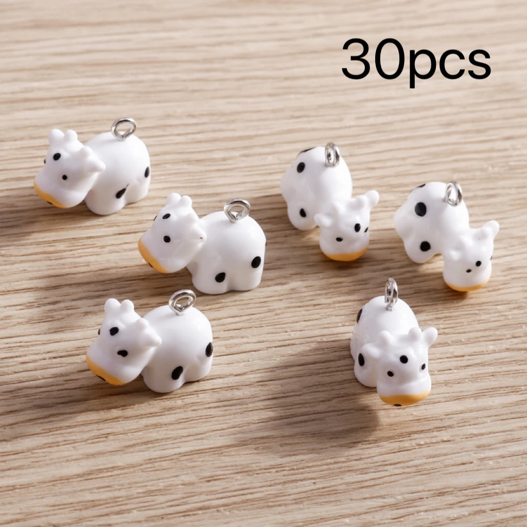 

30pcs 3D Cute Resin Animal dairy cattle Charms for DIY Jewelry Earrings Necklace Handmade Bracelet Accessories Supplies making