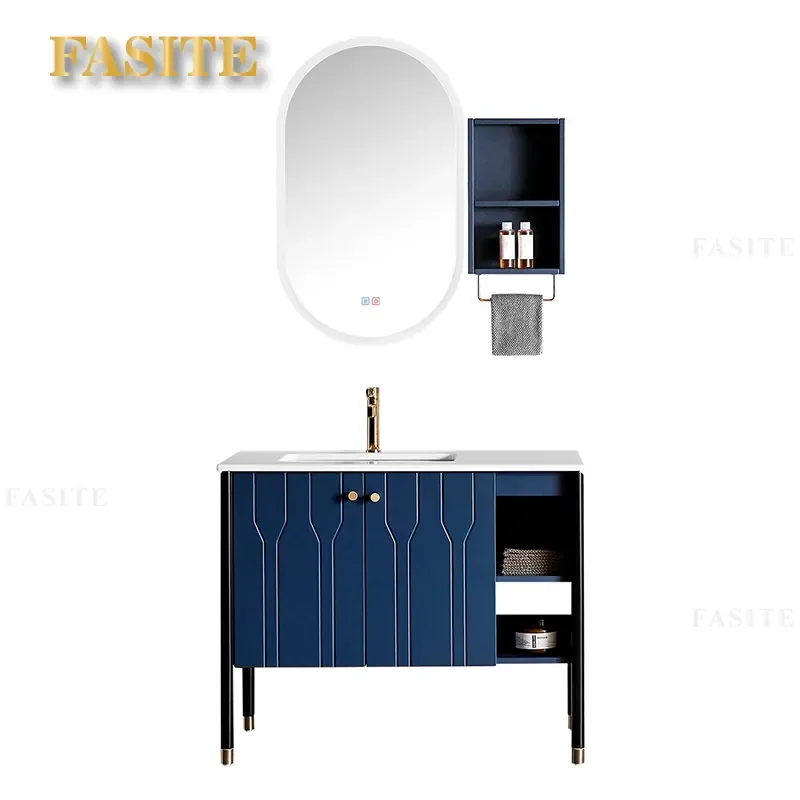 For Light Luxury  Intelligent Defogging Bathroom Cabinet Combination Modern Wall Mounted Vanity with LED Mirror
