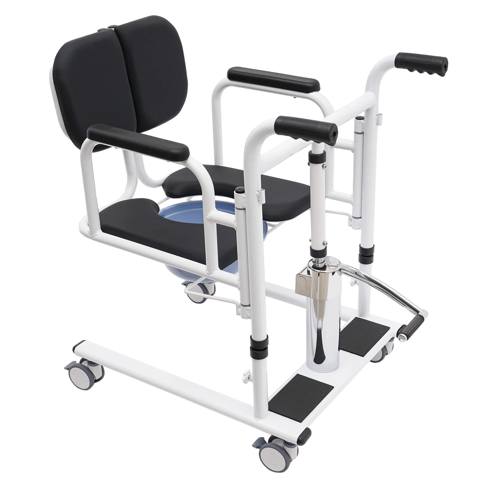 Hydraulischer Patientenlifter für den Heimgebrauch, tragbarer Transferstuhl mit 4 Universalrädern & 180°-Drehung ° Liegesessel, 150 kg Tragkraft, Pflegehilfe für Senioren (Schwarzes Display, gleiche Spezifikationen für Orange & Blau) – Detail 23