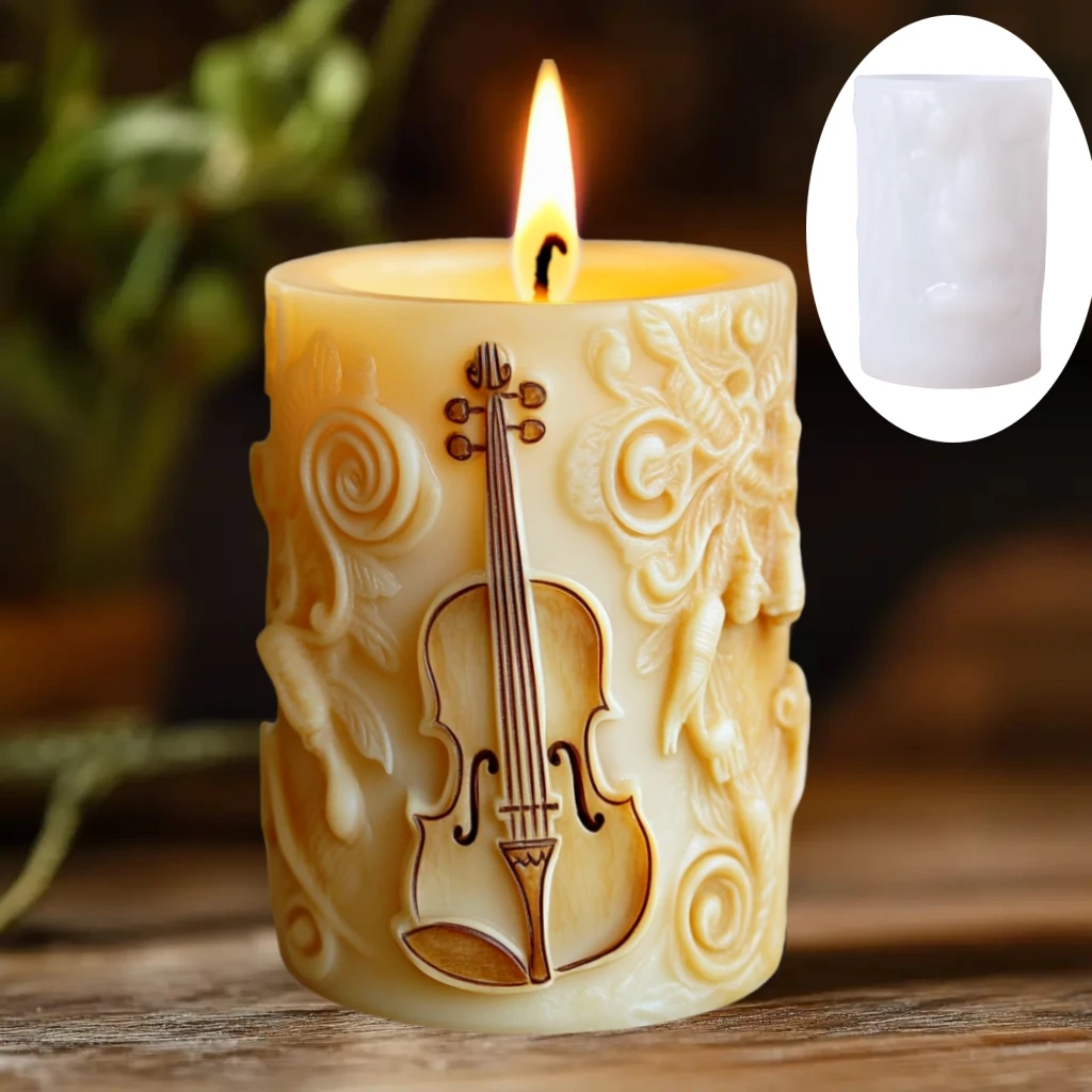 Gitara relief cylindryczna świeca silikonowa forma skrzypce uwaga relief cylindryczna forma instrument muzyczny skrzypce żywica formy gipsowe