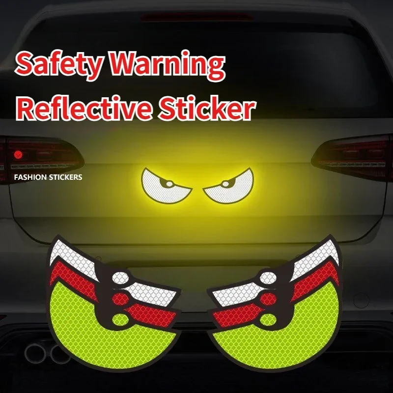 2PCS Warning Reflective Sticker Devil Eye Reflective Stickers Car Universal Decoration Accessories for Tesla for Audi for Toyota