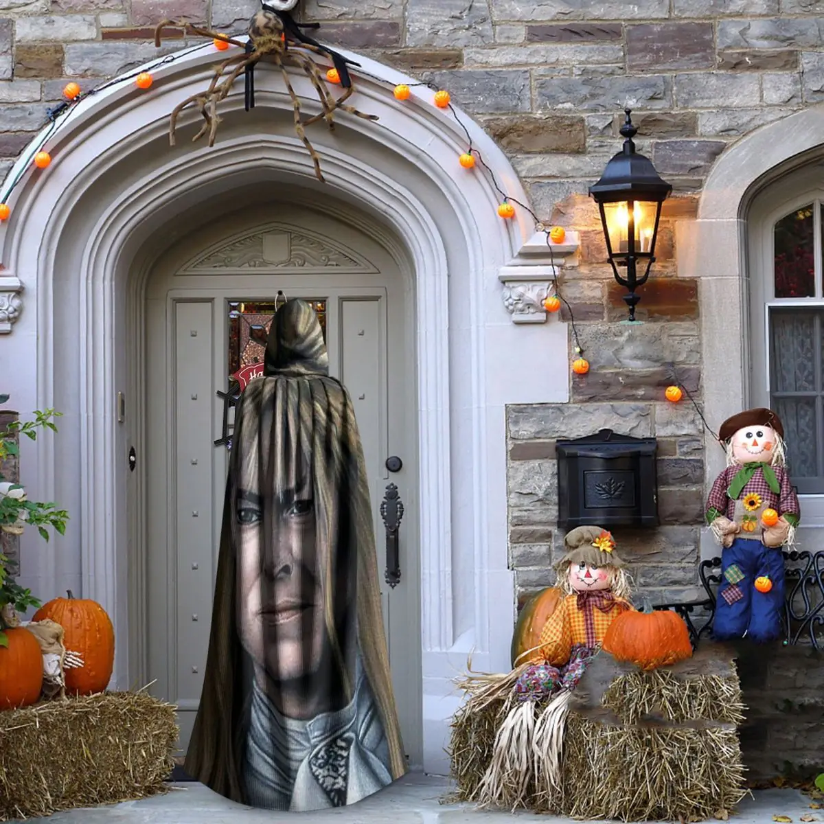 Jareth ملك العفاريت الوقاية في متاهة طويلة مقنعين عباءة الساحرة القرون الوسطى زي تأثيري كيب هالوين مصاص دماء الكبار