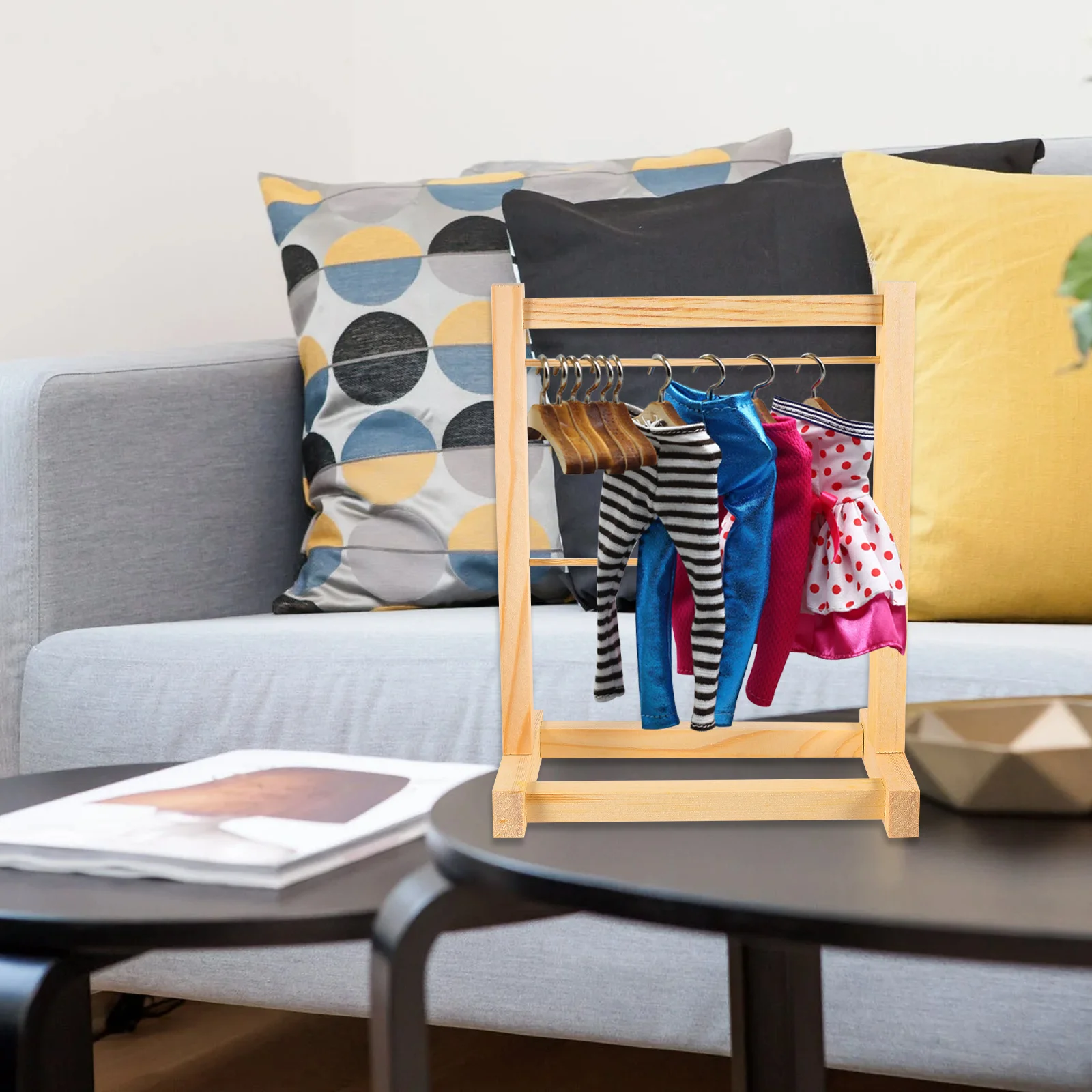 

1Pcs Mini Clothes Hanger for Natural Wood Build Strong Support Easy Use Ideal Gift for Kids Organization Coat Holder