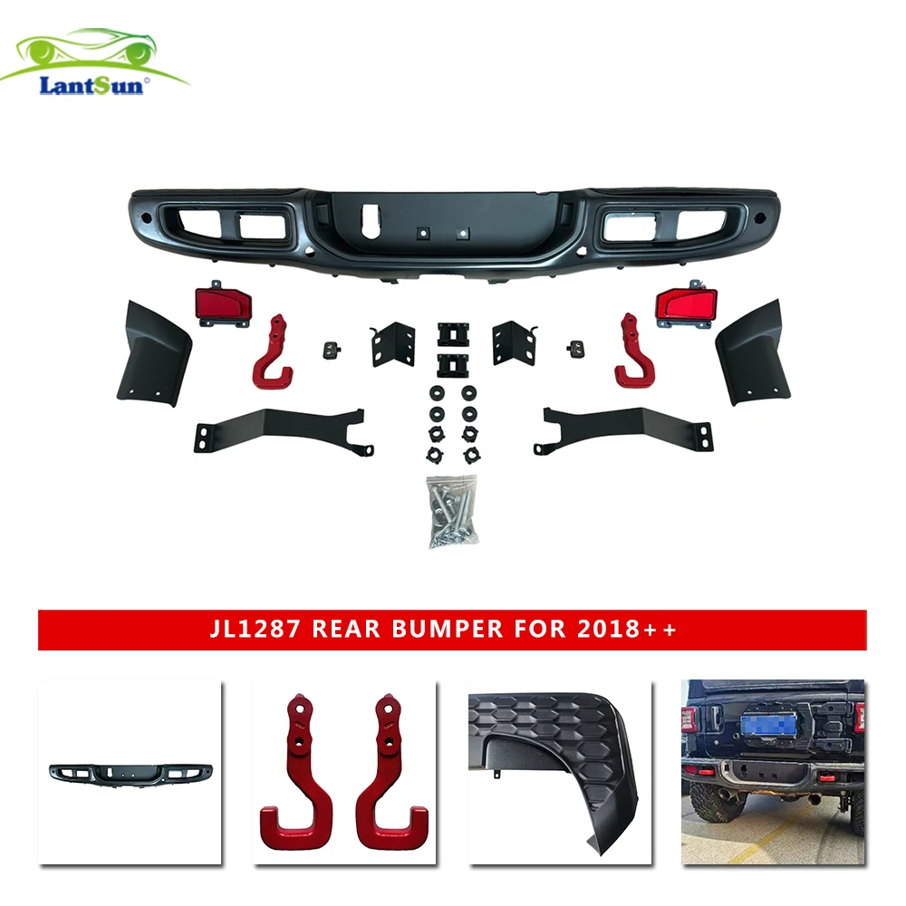 Rear Car Bumper with Tow Hooks for Jeep Wrangler JL 2018-2022 LANTSUN JL1287