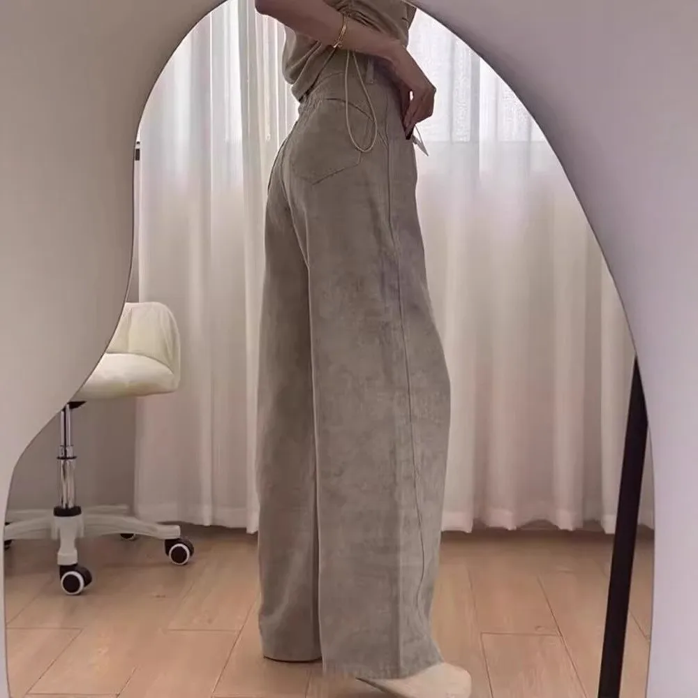 جينز نسائي صيفي جديد فضفاض بخصر عالٍ وقصة مستقيمة متوسطة التمدد من مزيج القطن خفيف الوزن من قماش الدنيم #3
