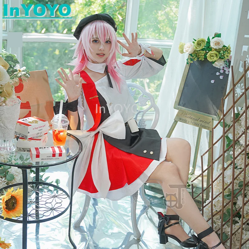 

InYOYO March 7th Cosplay Costume Honkai: Star Rail Lovely Girls Daily Dress Uniform Top Skirt Game Suit Halloween Outfit Women