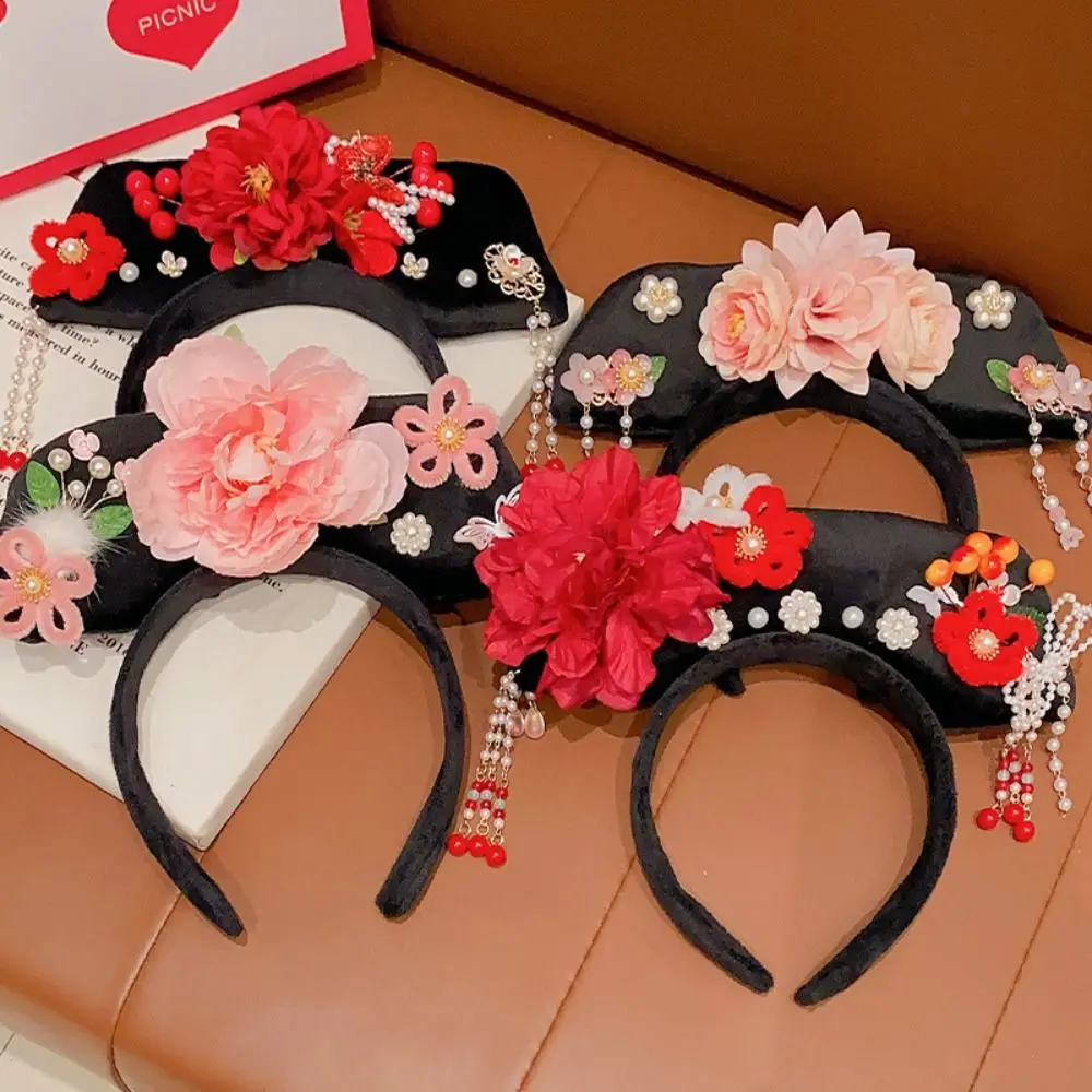 Chinese Style Ancient Royal Court Queen Princess Headband Children Headdress Traditional Hanfu Crown New Year Hair Accessories