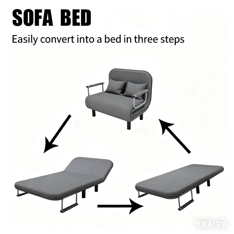 

Minisit Modern Convertible Reclining Convertible Sofa Bed Foldable Extendable Retractable for Hotel Gym Living Metal Fabric