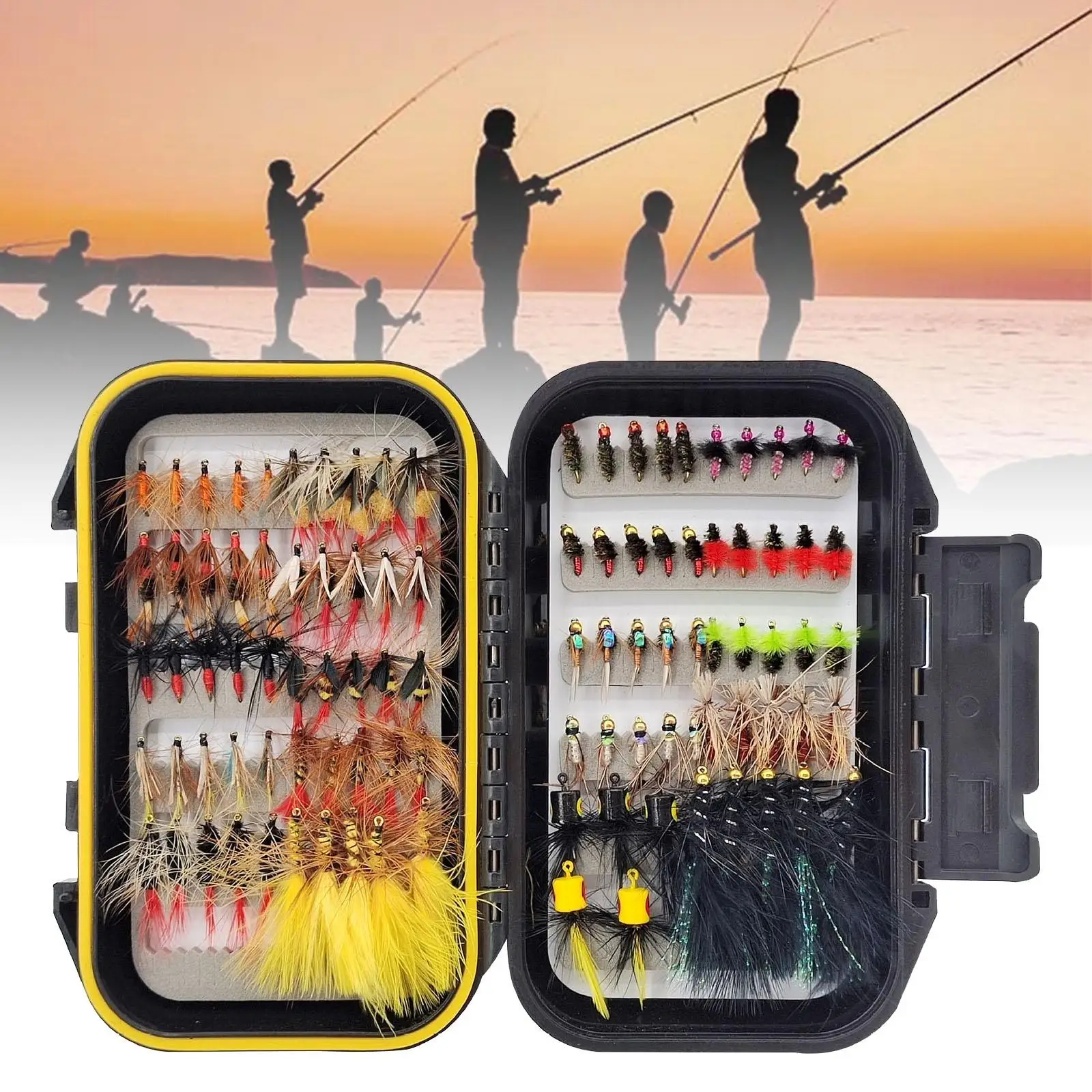 

100Pcs Fly Fishing Flies Lake Fishing Stainless Steel Tool with Carry Case for Valentine's Day Father's Day Thanksgiving Day Son