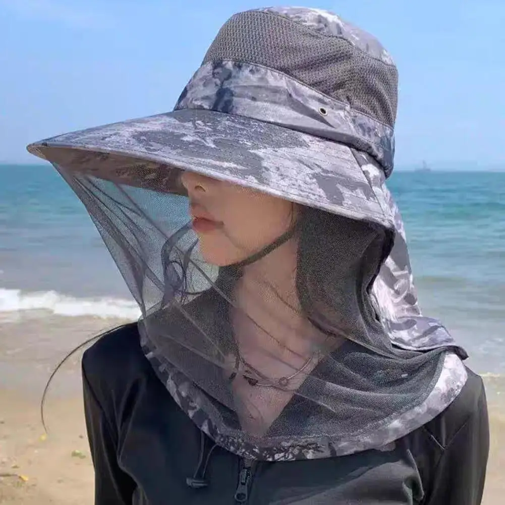 Chapéu de pesca anti-mosquito, chapéu respirável com rede de malha para proteção contra insetos, para caminhadas, camping e pesca.