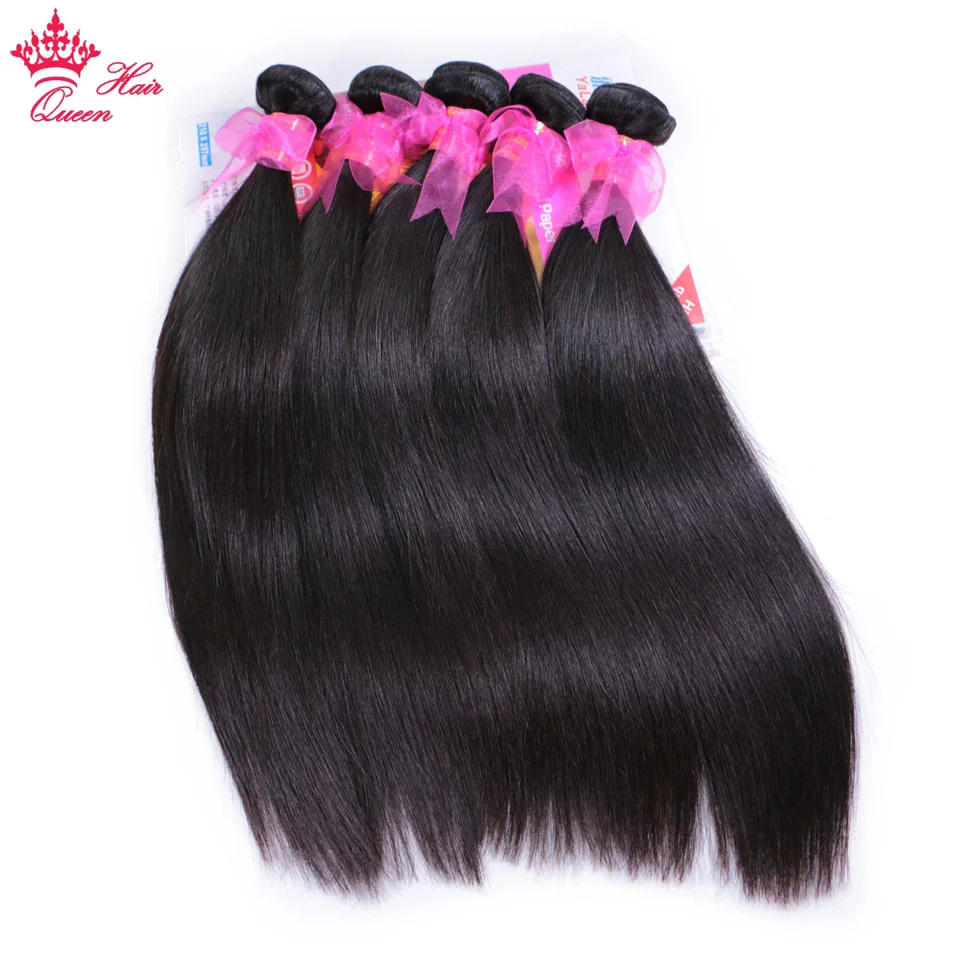 Queen Hair Straight Bundles With HD 2x6 Closure Brazilian Raw Virgin Human Hair Weave Bundles With HD Lace Closure