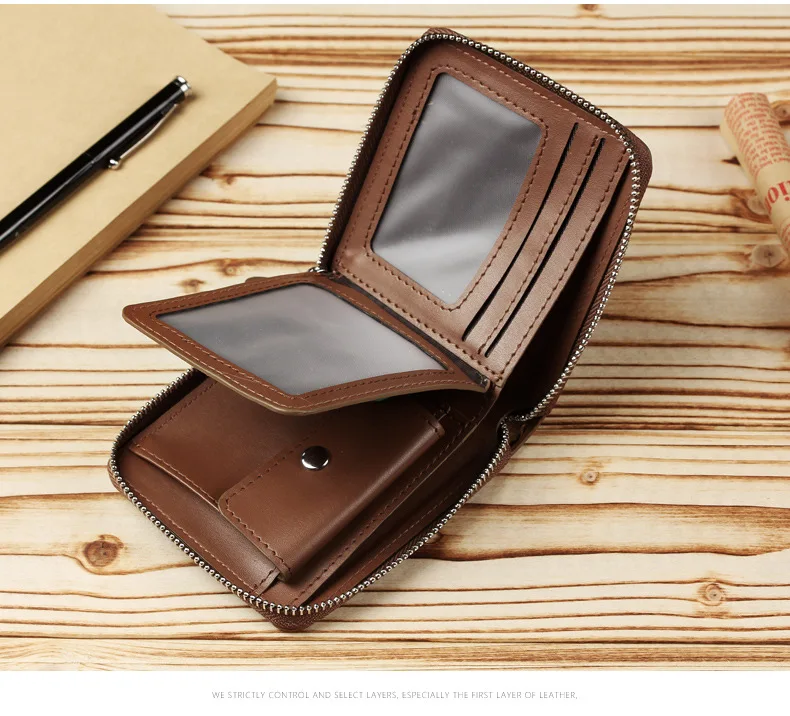 New Men's Simple and Fashionable Small Wallet Handbag, Zipper Men's Bag with Multiple Compartments and Large Capacity Clutch