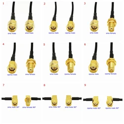 RG174 Cable SMA To SMA Male Female Connector RPSMA 90 Degree Right Angle Crimp for RG-174 Extension Copper Feeder Card Antenna