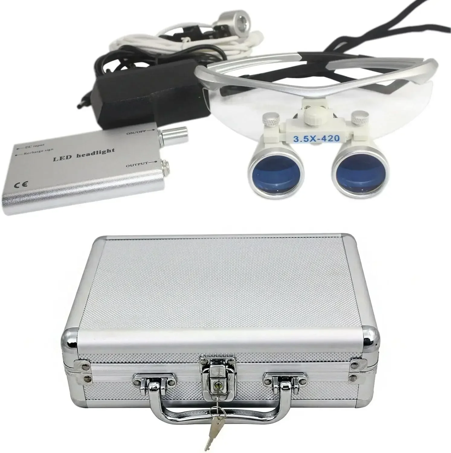 歯科用拡大鏡ヘッドルーペ、LEDヘッドランプ、医療外科用双眼ルーペ拡大鏡、歯科用ルーペ