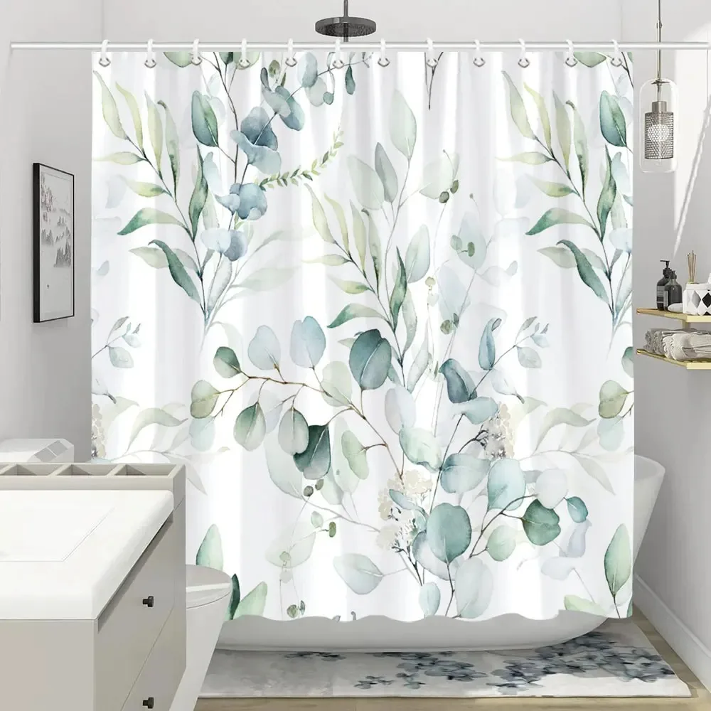 Colorful Flowers Shower Curtain for Bathroom Pink Floral Romantic Wildflower Plants Nature Scenery Decor Curtain Set with Hooks