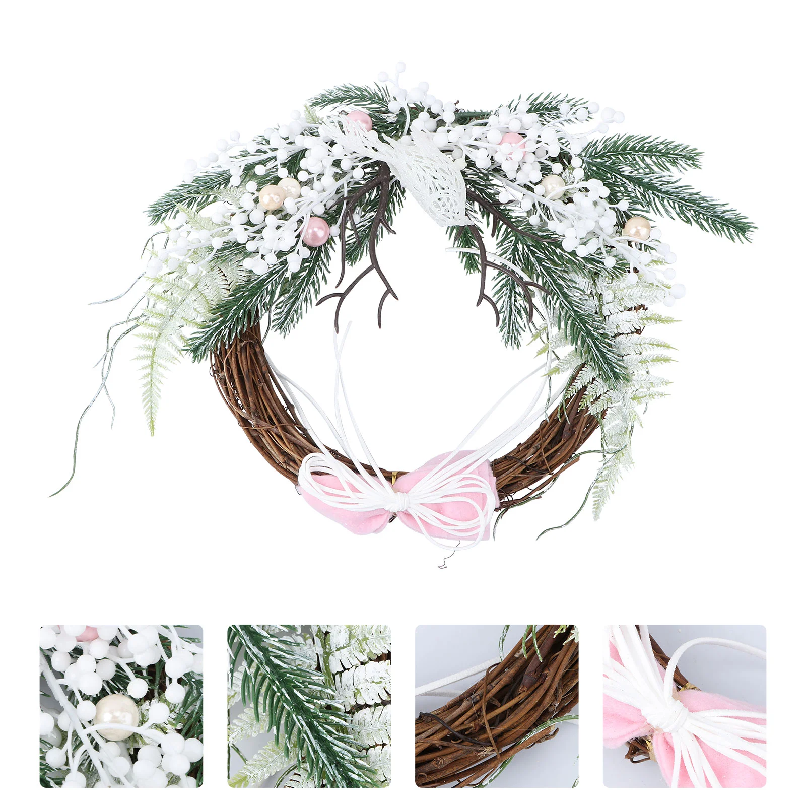 

Christmas Wreath Garland for Door Eucalyptus Flower Decor Artificial Bow Decorate