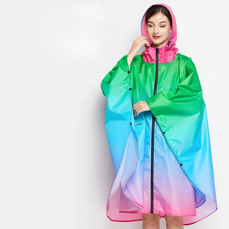 New Colorful Women Biker Raincoat Lightweight Rain Coat Poncho Men Waterproof Cloak Raincoats Adult Gradient Motocycle Rainwear