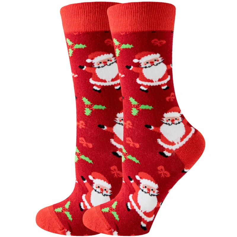 2023 Women\'s Sock Christmas Socks Christmas Santa Claus Tree Snowflake Elk Cotton Crew Happy Socks New Year Fun Soken for Female