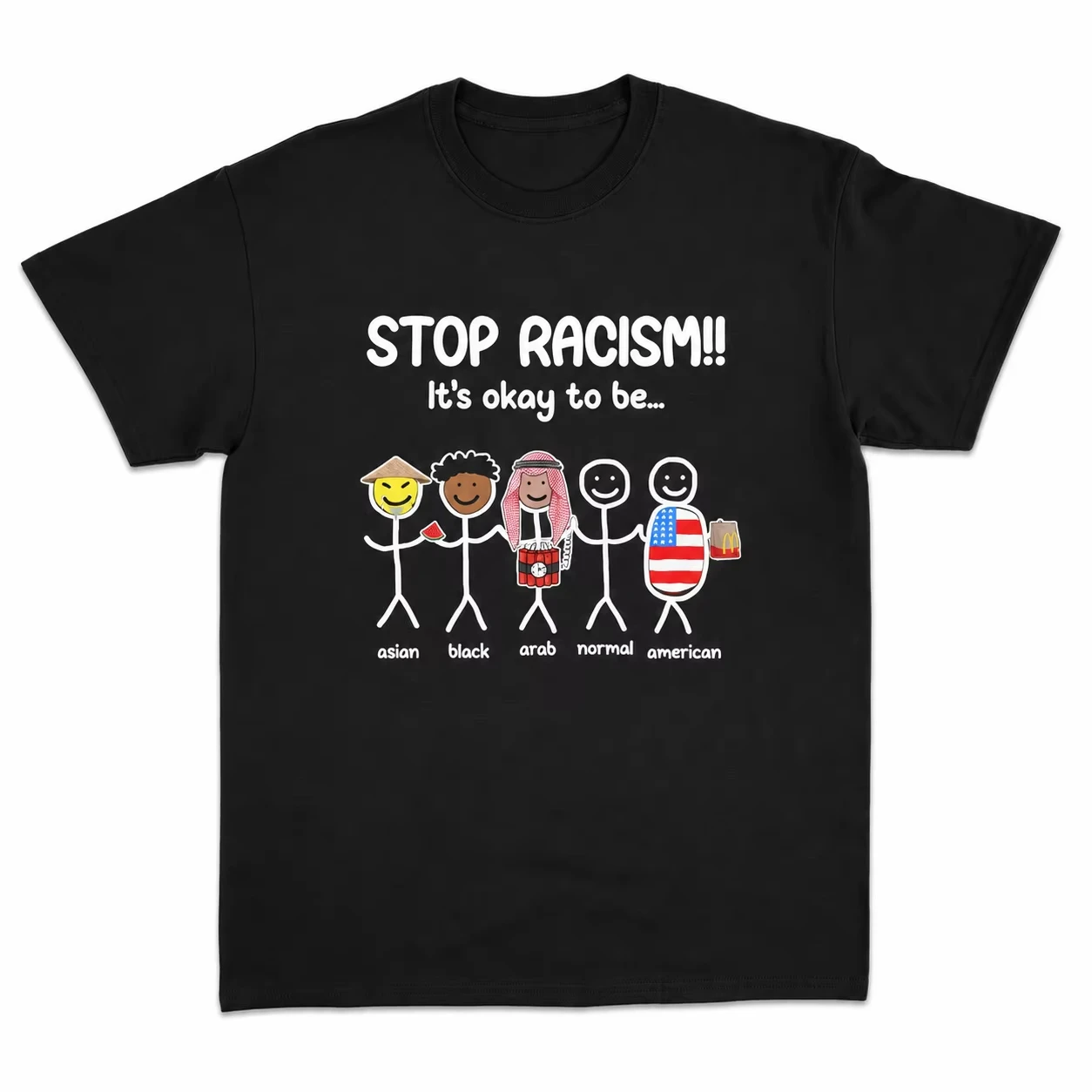 2026 Kids Adults Hand Drawn Stick Figure Graphic Short Sleeve T Shirt Simple Human Friendship Print Casual Daily Tee Top