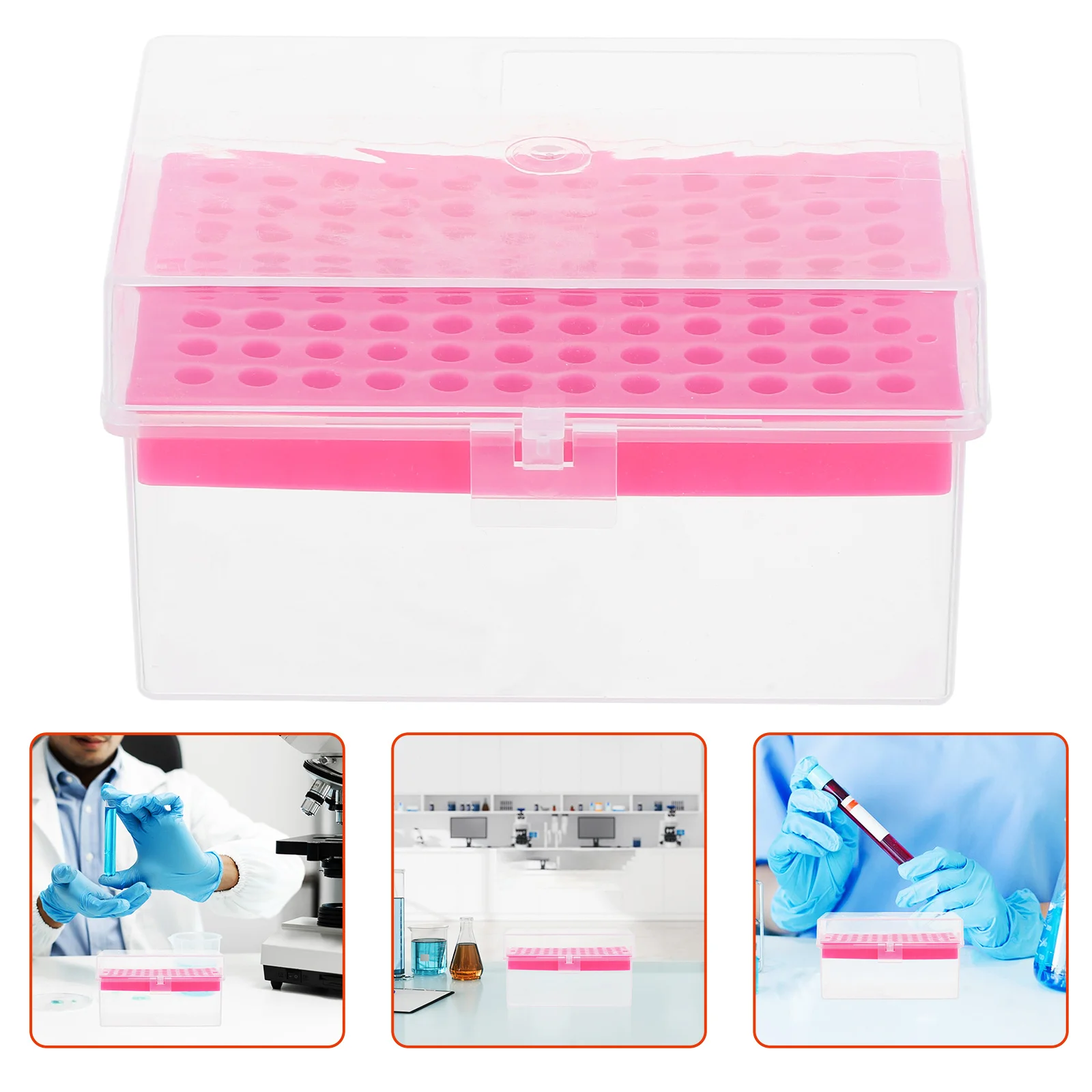 

96 Well Pipette Tip Plastic Laboratory Storage Holder Transparent Lid For Medical Scientific Labs Pipette Storage Tube