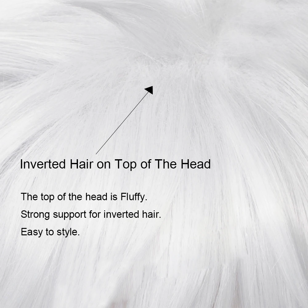 Short White Synthetic Straight Wig Anime Game Cosplay Heat Resistant Fluffy Men Wig for Daily Party image 5