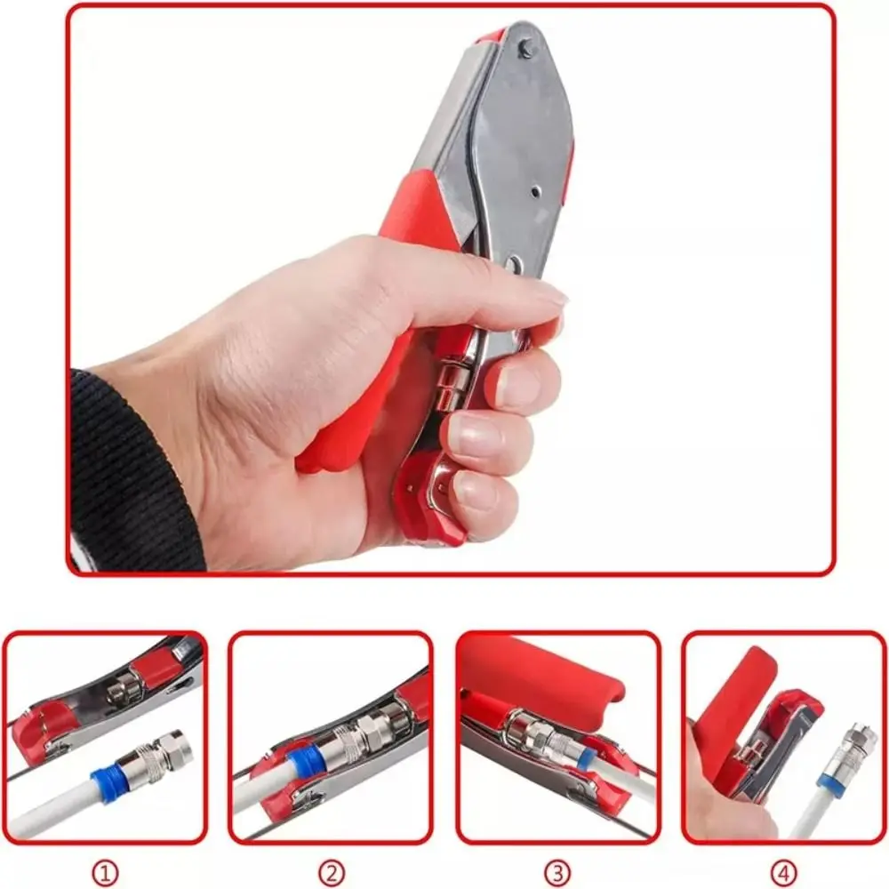 

Carbon Steel Coax Cable Crimper Multifunctional Coaxial Compression Wire Stripper Tools Set Wear-Resistant