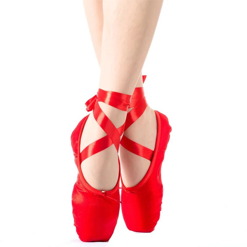 Size 28-43 LUCYLEYTE Child and Adult Ballet Pointe Dance Shoes Ladies Professional    with Ribbons  Woman