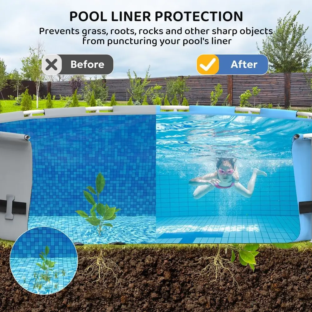 Foot Pool Liner Pad, Round Pool Liners for Above Ground Pools, Pool Mat Made of Durable Geotextile Material Effectively Prevents