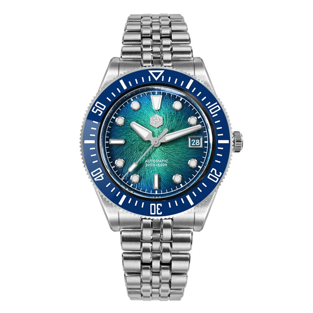 San Martin 40 mm Herren-Luxus-Taucheruhr Miyota 9015 Emaille Sunburst-Zifferblatt Automatische mechanische Armbanduhr Wasserdicht 200 m SN0148 10