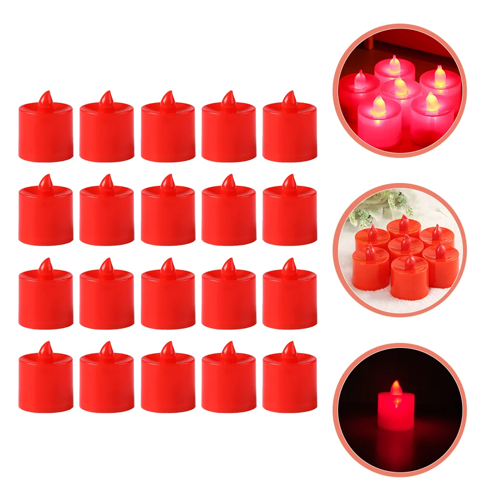 20 Pcs LED Light Electric Wedding Mini Candles Flameless Pillar Switch Surround